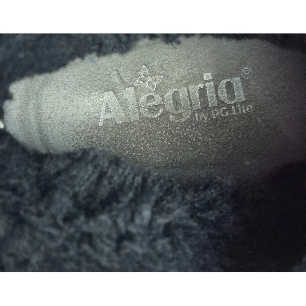 ALEGRIA Women's Meri Ankle Booties sz 9.5 Black Floral Faux fur Side Zip